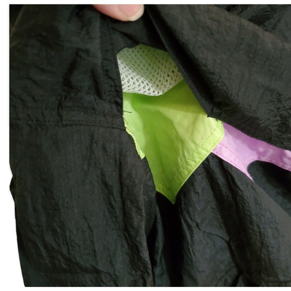 Vtg. Puma Track Jacket Windbreaker Nylon Black w/ Chartreuse Pink Womens Large - Picture 5 of 11